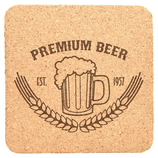 Cork Coaster Set-6 Piece - Hype etch