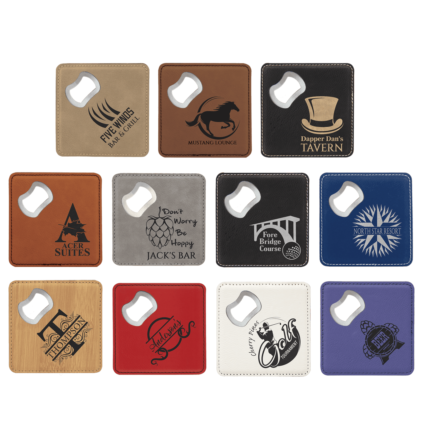 4" x 4" Leatherette Bottle Opener Coaster - Hype etch