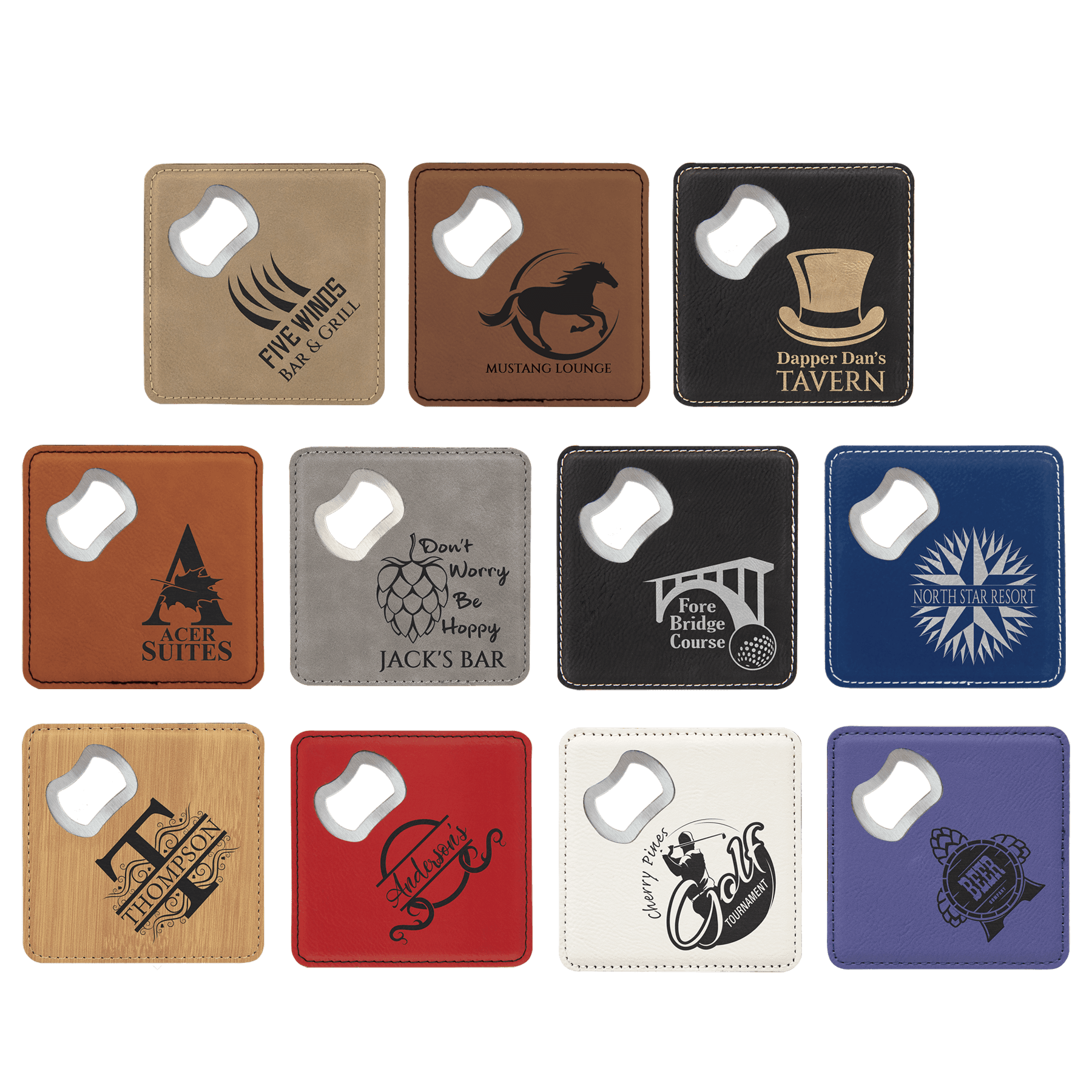 4" x 4" Leatherette Bottle Opener Coaster - Hype etch