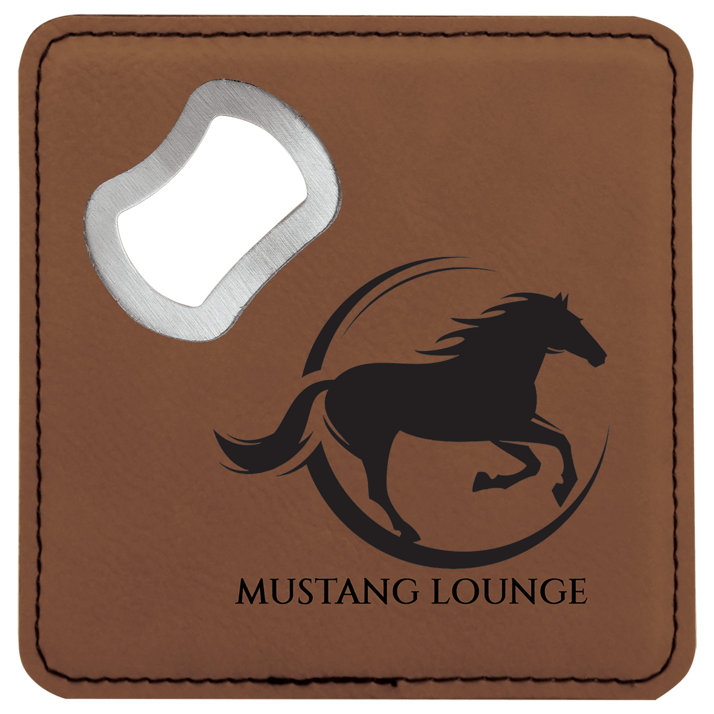 4" x 4" Leatherette Bottle Opener Coaster - Hype etch