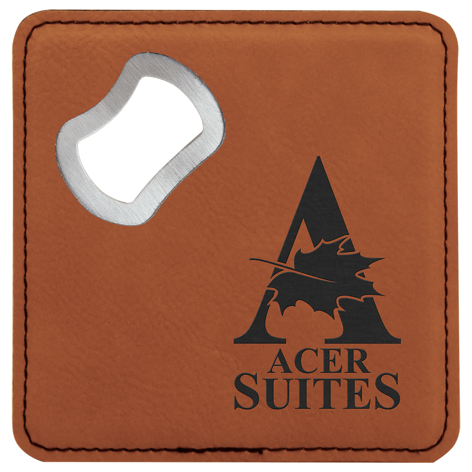 4" x 4" Leatherette Bottle Opener Coaster - Hype etch