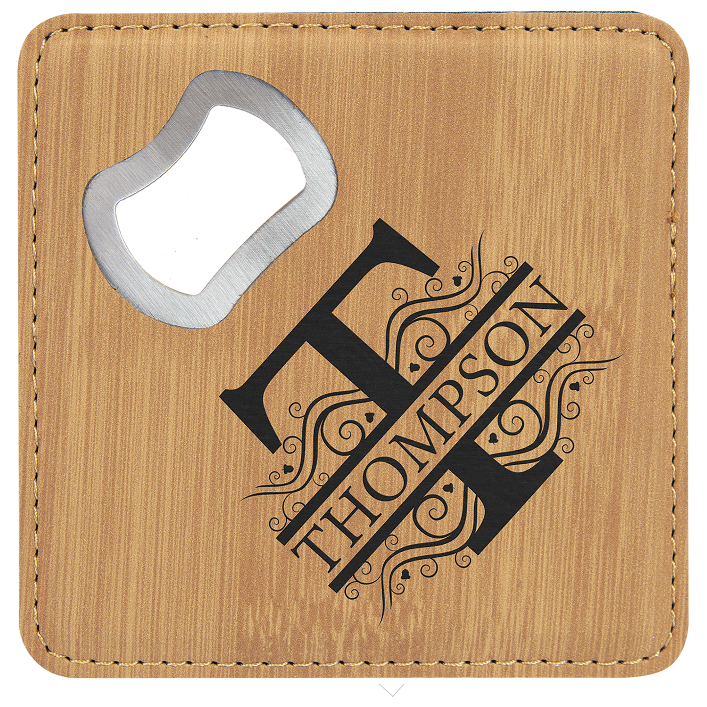 4" x 4" Leatherette Bottle Opener Coaster - Hype etch