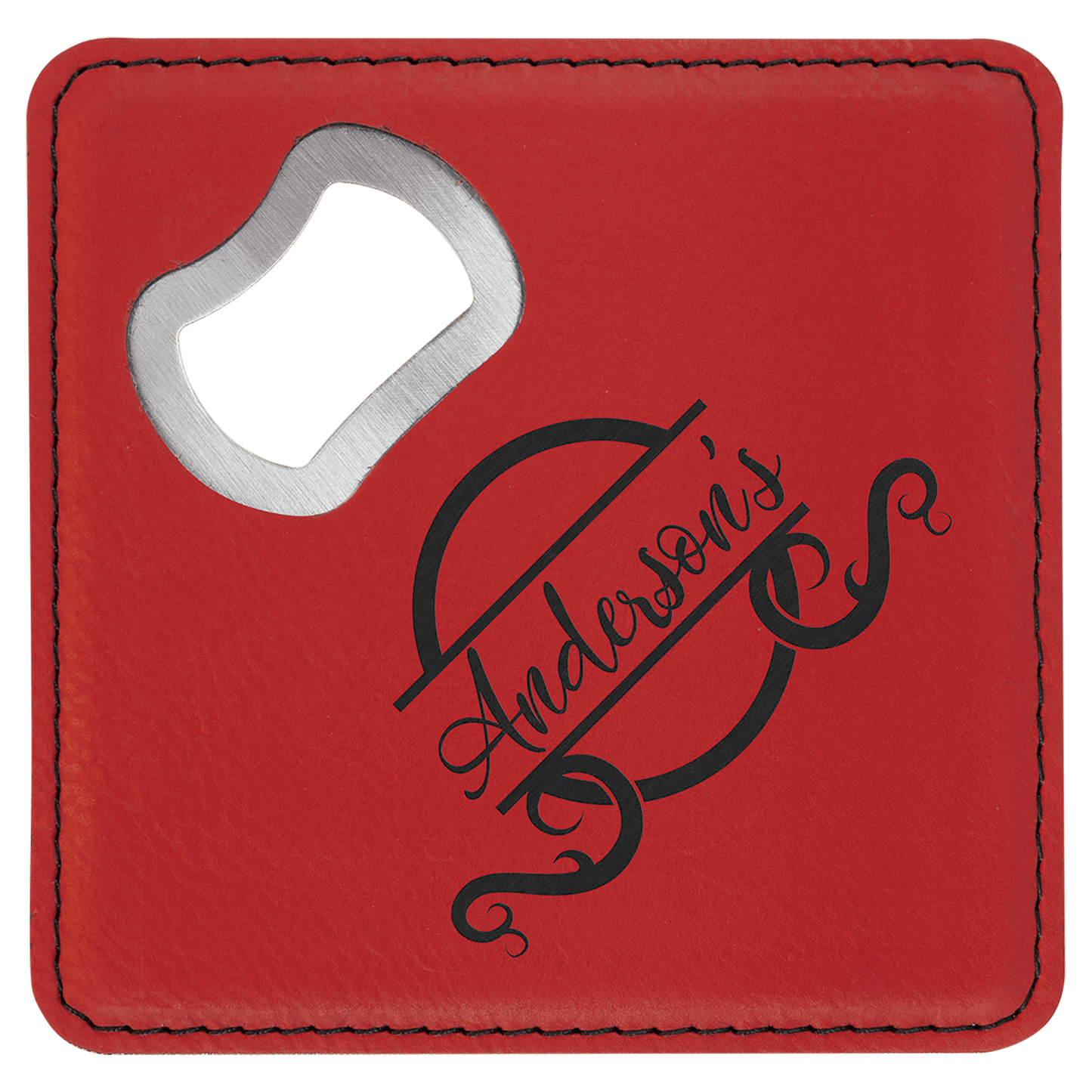 4" x 4" Leatherette Bottle Opener Coaster - Hype etch