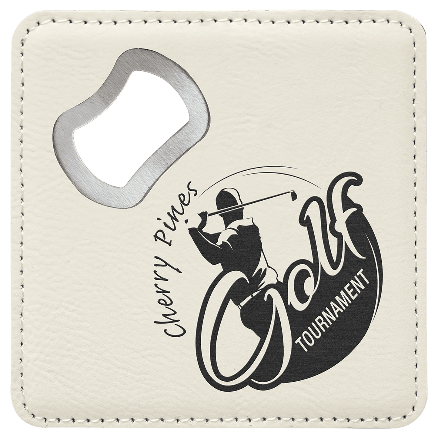 4" x 4" Leatherette Bottle Opener Coaster - Hype etch