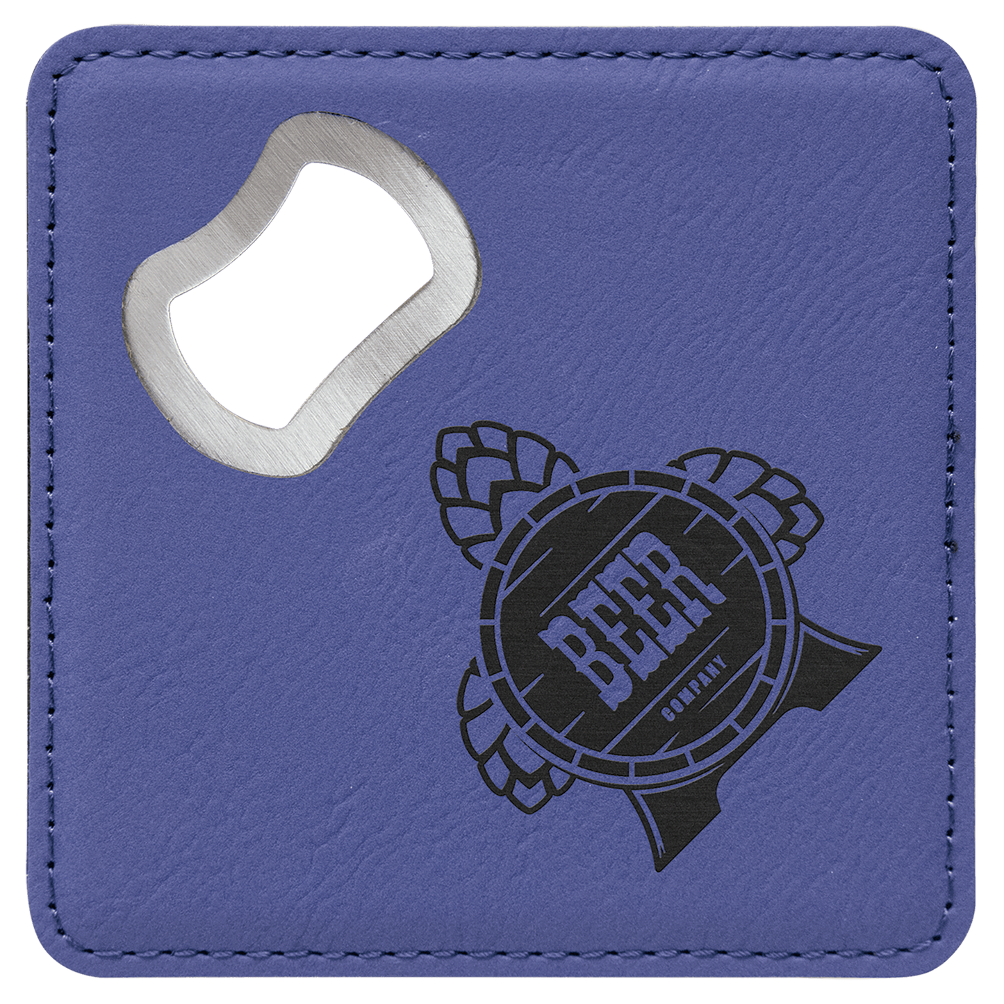 4" x 4" Leatherette Bottle Opener Coaster - Hype etch