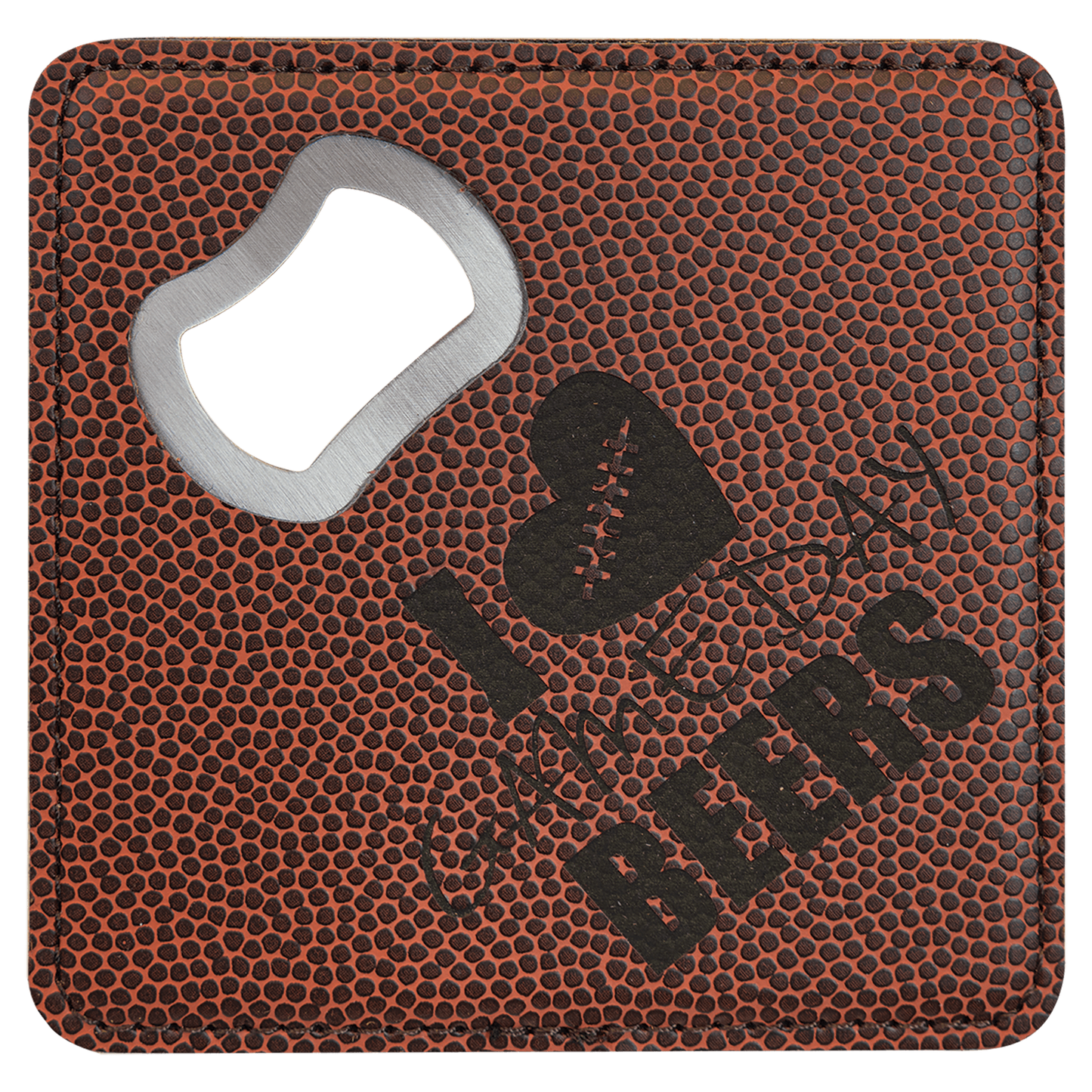 4" x 4" Leatherette Bottle Opener Coaster - Hype etch