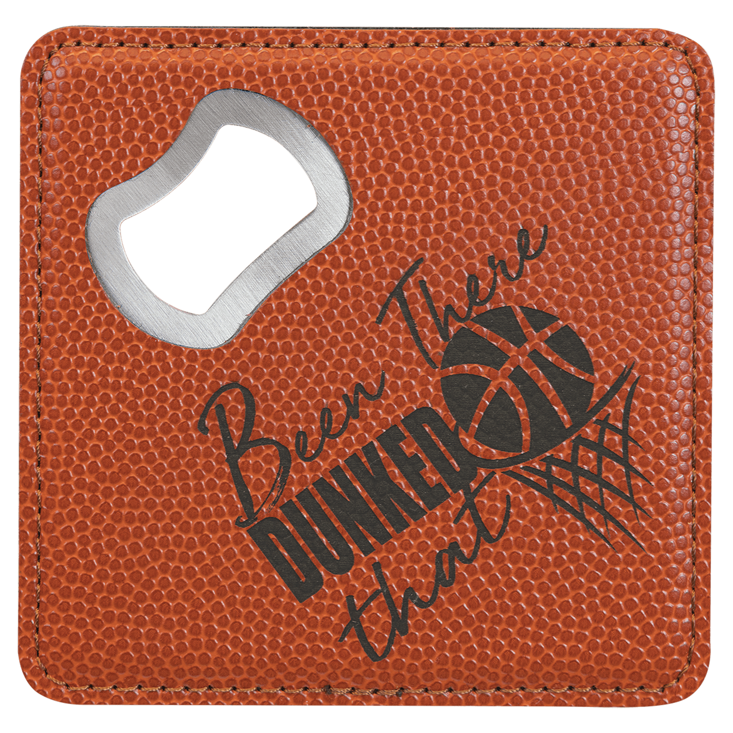 4" x 4" Leatherette Bottle Opener Coaster - Hype etch